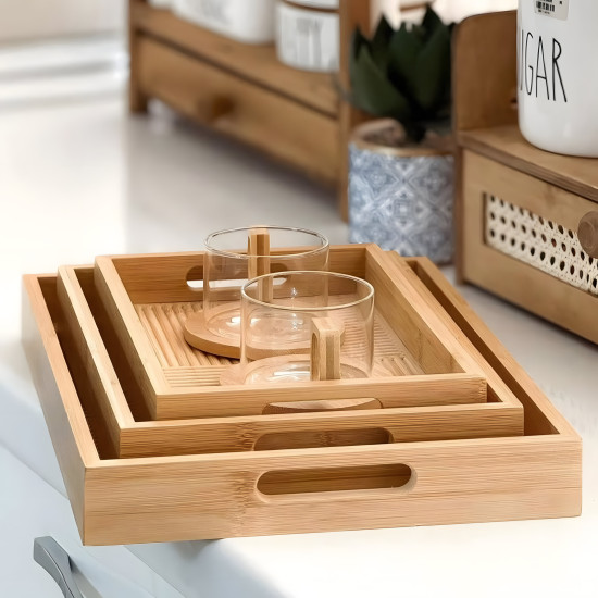 Wooden Tray Set 3 Pcs